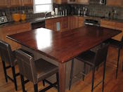 Walnut wood counter, flat grain construction, ½” beaded edge profile, waterlox finish. Installed in Huntersville, NC.